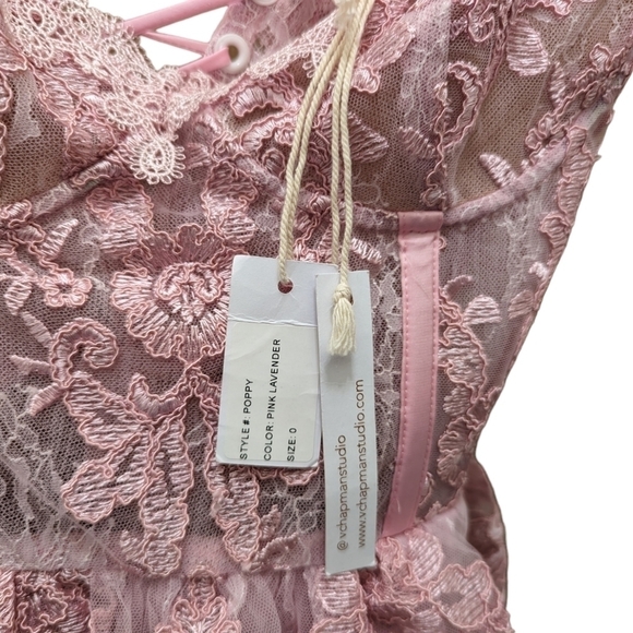 NWT V. Chapman Pink Lace Poppy Corset Peplum Mini Dress Size 0 - Picture 6 of 11
